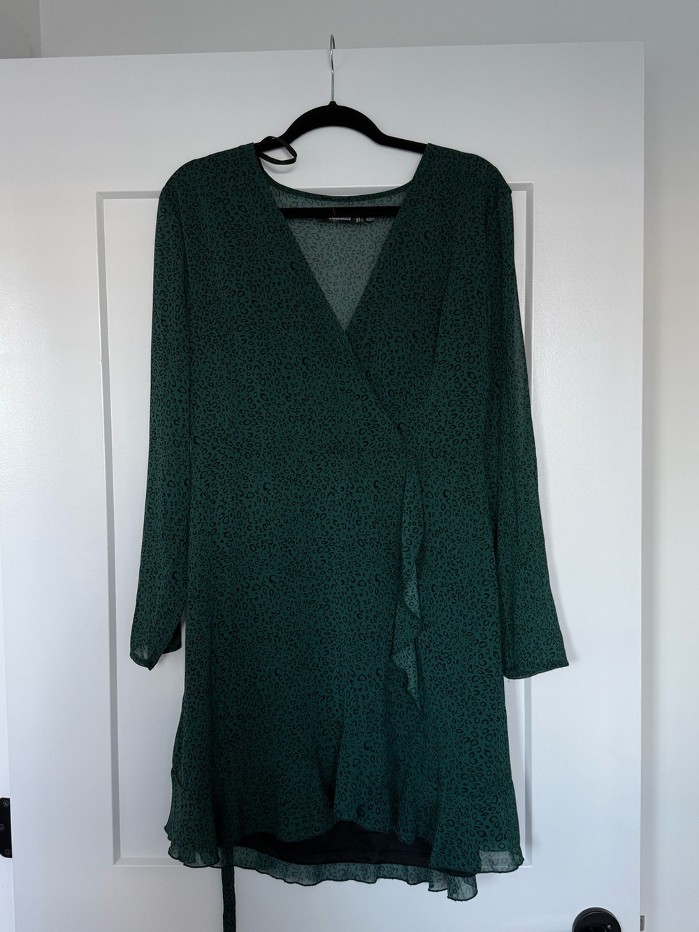 Missguided Emerald Green Long Sleeve Wrap Dress
